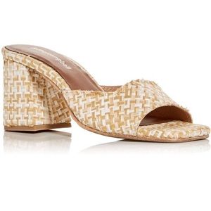 MELANGE WOMENS WOVEN RAFFIA BLOCK HEEL